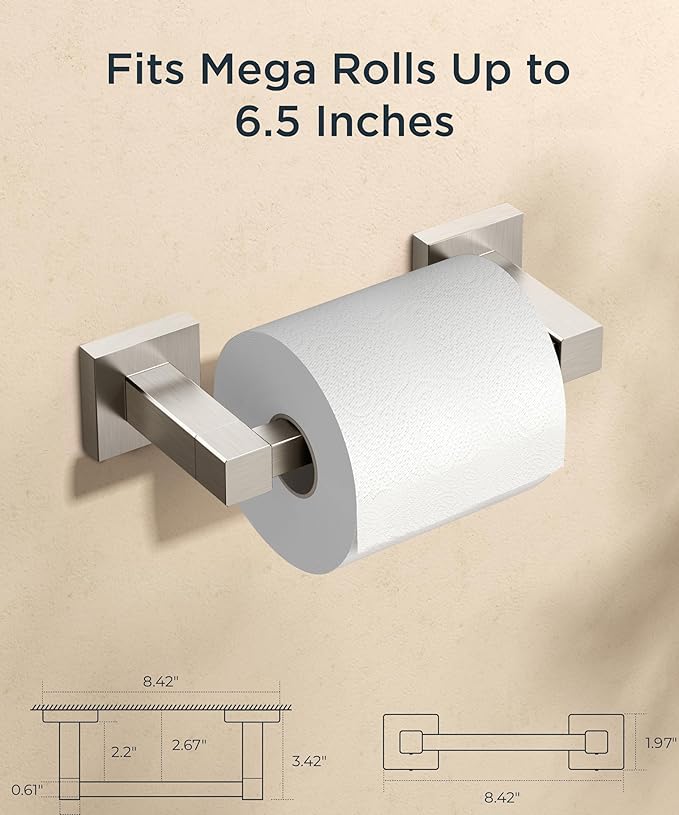 FORIOUS Toilet Paper Holder Wall Mount, Stainless Steel Rustproof Double Post - Image 3