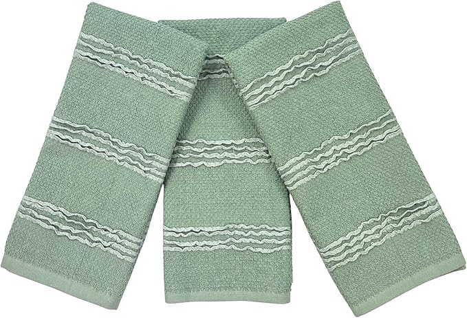 Sage Green Kitchen Dish Towels: 100% Cotton Cloth Soft Cleaning Drying by SerafinaHome