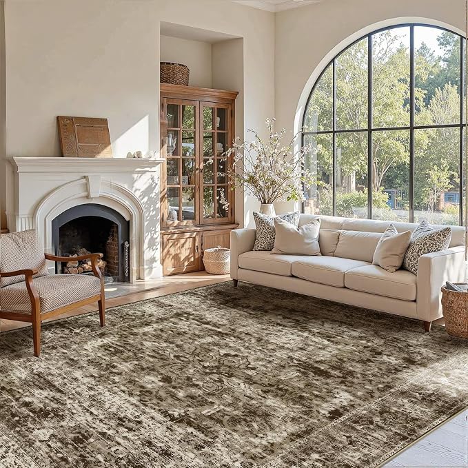 Area Rugs 5x7, Washable Brown Rugs by OHWPEAT