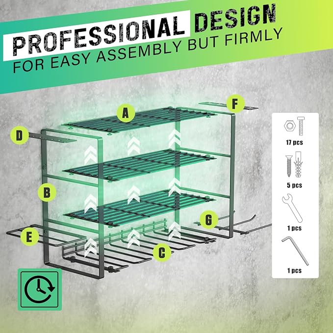 Power Tool Organizer, 4 Drill Holder Wall Mount, Garage Tool Organizer and - Image 4