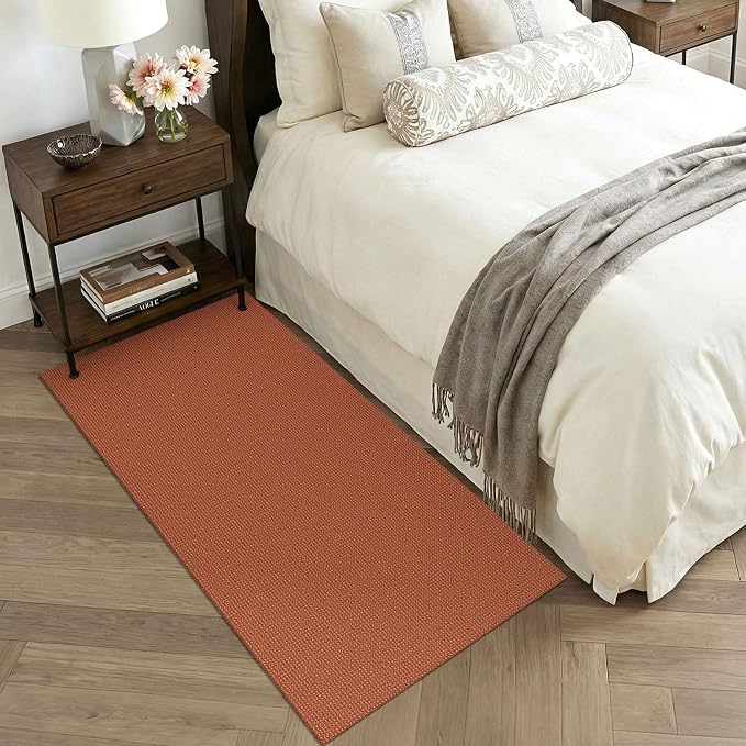 KOZYFLY Orange 3x6 Washable Runner Rug, Non Slip Wide Runners for Hallway, Woven Large Entryway Runners, Braided Floor Carpet Runner for Entry, Kitchen, Bedside, Hall, Burnt Orange/Tan - Image 8