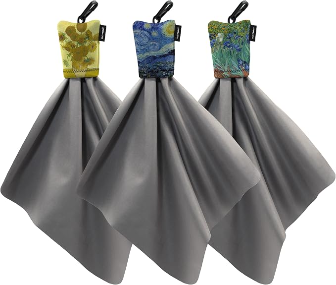 SPUDZ Classic Variety Pack | Three 10" x 10" Microfiber Towels w/Neoprene by ALPINEINNOVATIONS