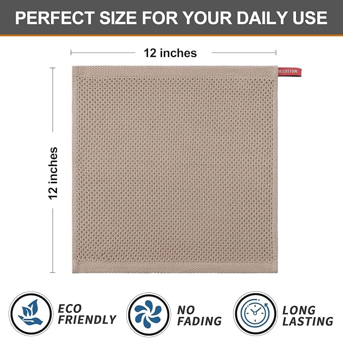 Kitinjoy 100% Cotton Kitchen Dish Cloths, 12 Pack Waffle Weave Ultra Soft - Image 5