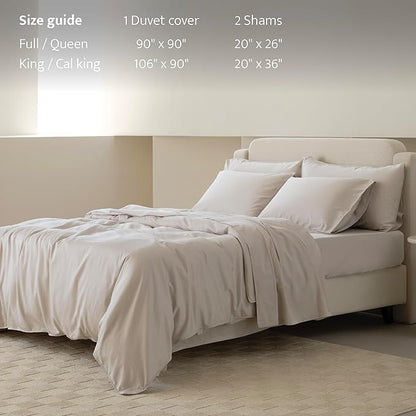 Double Stitch Cotton Tencel Duvet Cover - King Size Comforter Cover, Luxury & Soft Eucalyptus Lyocell Bedding Set for Hot Sleepers, Cooling & Breathable, Button Closure, Winter Sky, 106"x90"
