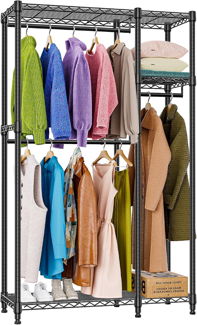 Heavy Duty Rolling Garment Rack 3 Tiers Adjustable Wire Shelving Clothes Rack by MEIGAOPLASTICANDMETALHKCOLIMITED