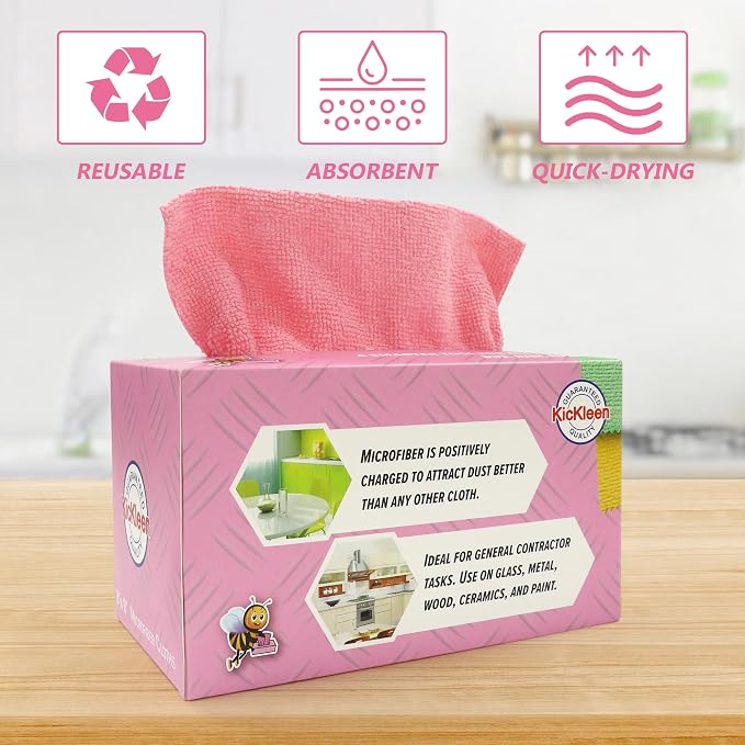 Microfiber Cleaning Cloth, Lint-Free Shop Towels Reusable, Bulk Rags in a Box - Image 4