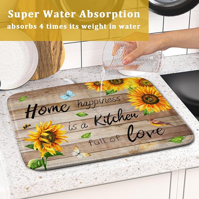 Sunflower Floral Dish Drying Mat - Image 7