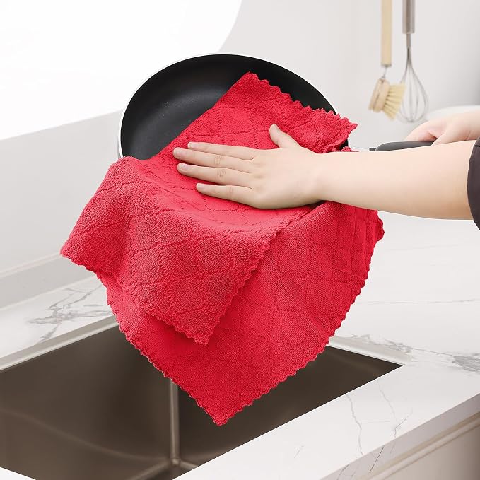 Homaxy 12 Pack Dish Towels for Kitchen, Super Soft and Absorbent Coral Velvet - Image 3