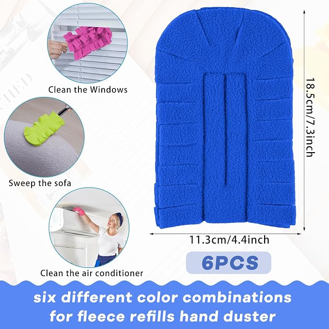Zubebe 6 Pcs Duster Refill Reusable Fleece Duster Refills Feather Flat Dusters - Image 2