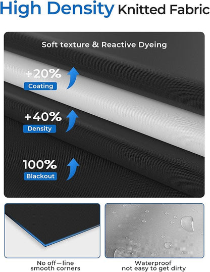 Sumobaby Blackout Curtains for Bedroom Portable 87"x60",No Drill Blackout Shades with Upgraded Hook&Loop Tapes,100% Black Out Window Cover,Thermal Insulated Blinds for Bedroom,Nursery(1 Panel,Black)