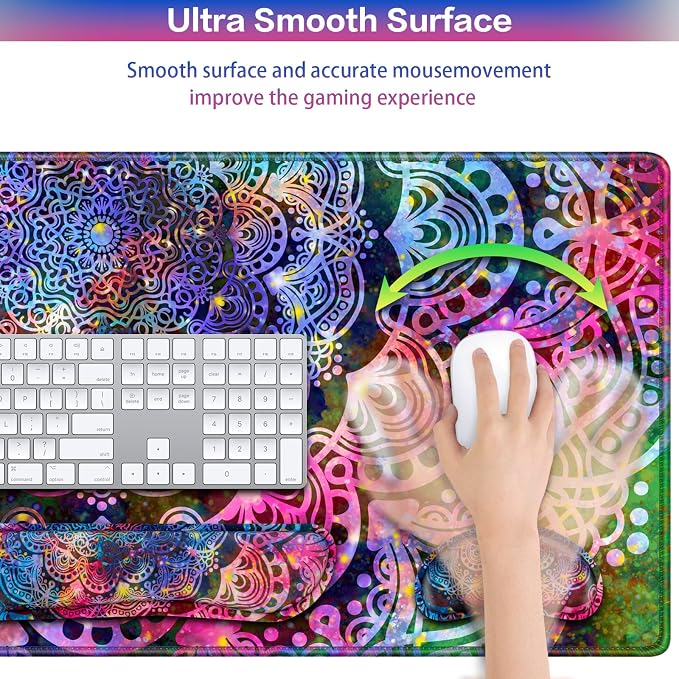 Mouse Pad with Wrist Rest, 4-in-1 Large Mousepad+Keyboard Wrist Rest+Mouse Pad - Image 4