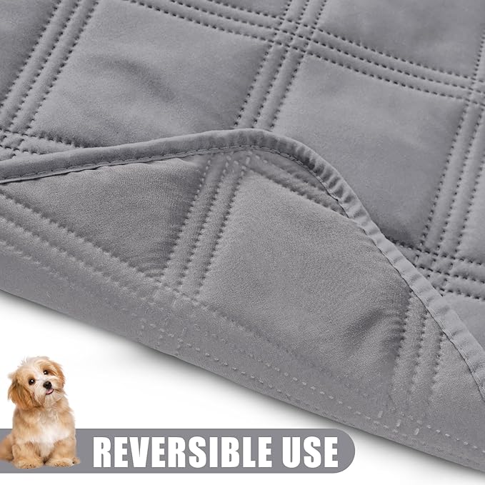 Smiry Waterproof Dog Bed Cover Blanket 68x82, Soft Reversible Pet Blanket, Washable Leakproof Cats Dogs Couch Cover for Sofa, Couch, Furniture, Lattice, Grey/Grey