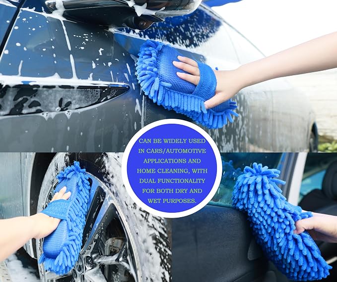 Microfiber Car Wash Sponge-Non-Scratch Wash Mitt-Two Sided Chenille Microfiber - Image 5