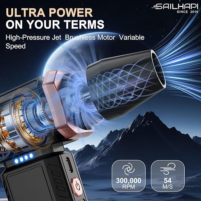 Electric Air Duster, 300000RPM High-Speed Cordless Blower - Image 3