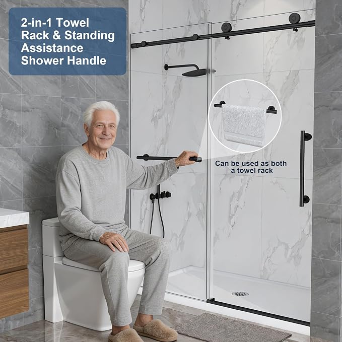 Frameless Shower Door, 5/16" Glass Sliding Shower Door - Image 4