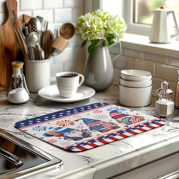 Patriotic Gnome Drying Mat 16x18 Inch American Memorial Day Independence Day - Image 6