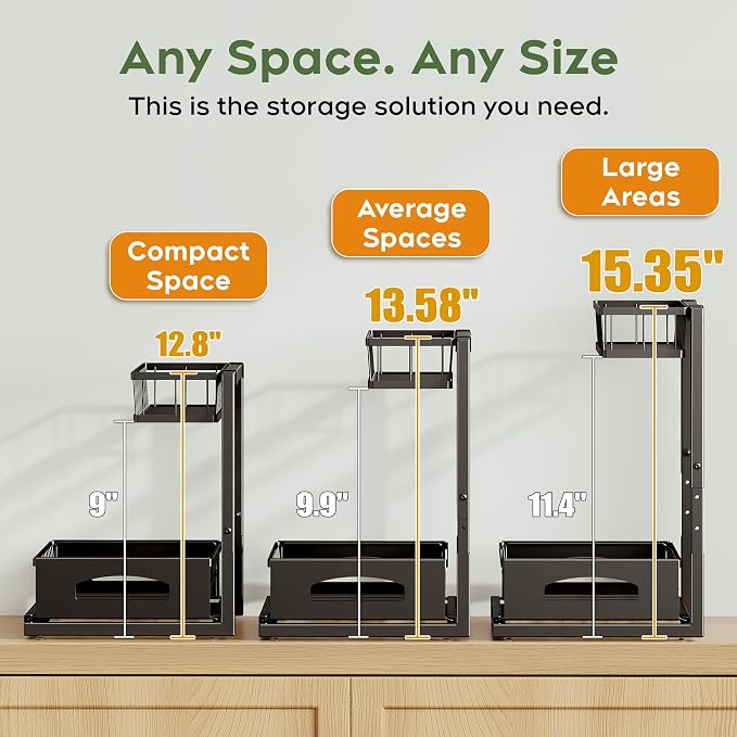 Under Sink Organizer and Storage, Height Adjustable Cabinet Organizer - Image 2
