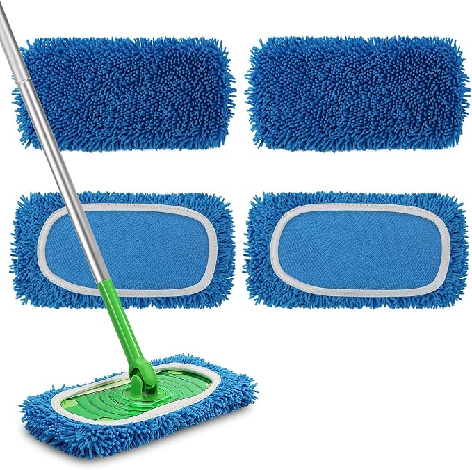 Set of 4 Reusable Microfiber Mop Pads Compatible by MEETI