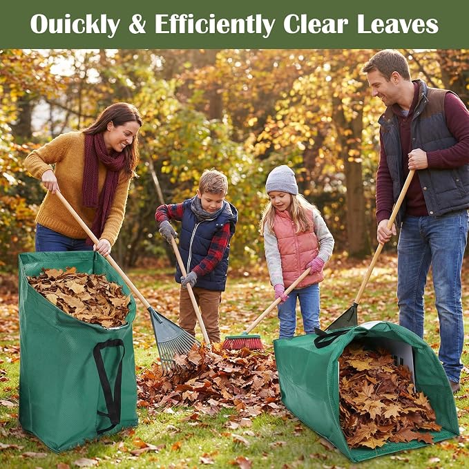 2PCS Leaf Collector, 53 Gallon Yard Waste Bags, Heavy Duty Foldable Lawn & Leaf - Image 4