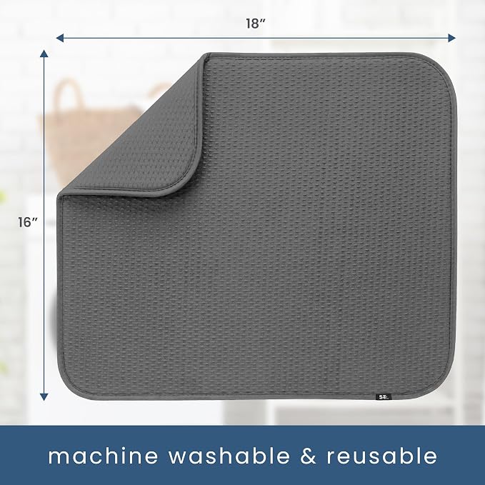 S&T INC. Dish Drying Mat, 16” x 18”, Absorbent Microfiber Kitchen Counter Mat - Image 7