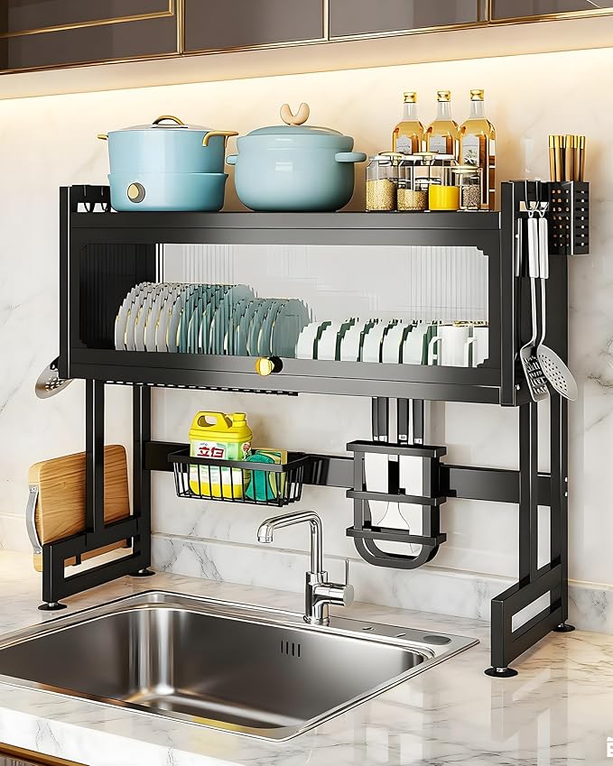Over The Sink Dish Drying Rack 3-Tier Dish Drainer Racks by BittPicc