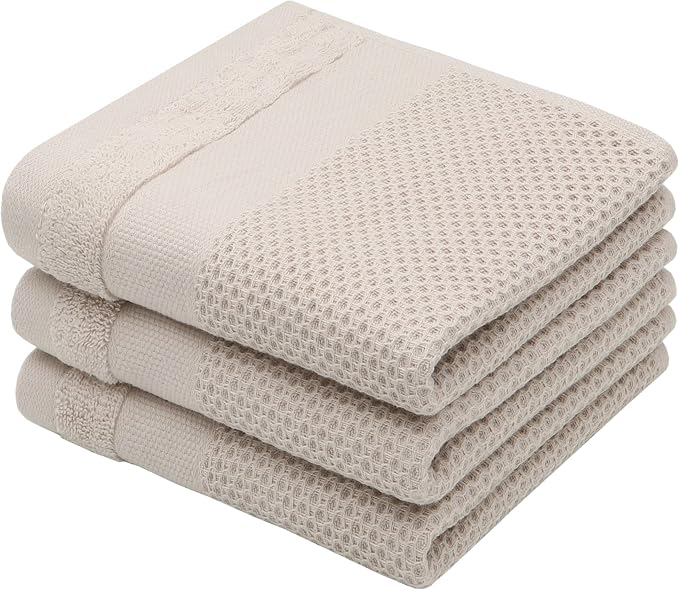 Mia'sDream Cotton Hand Face Head Towel Waffle Weave Kitchen Tea Towel Dish by MiasDream
