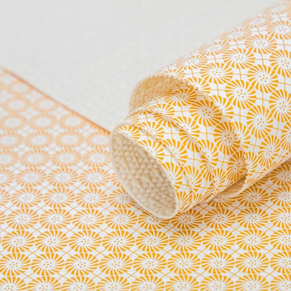 RAY STAR 12X120 Inch Shelf Liner for Kitchen Cabinets, Non-Adhesive Cabinet Liner Washable, PVC Drawer Liner for Dresser Non-Slip Bathroom (Yellow Circle)(1 Roll)