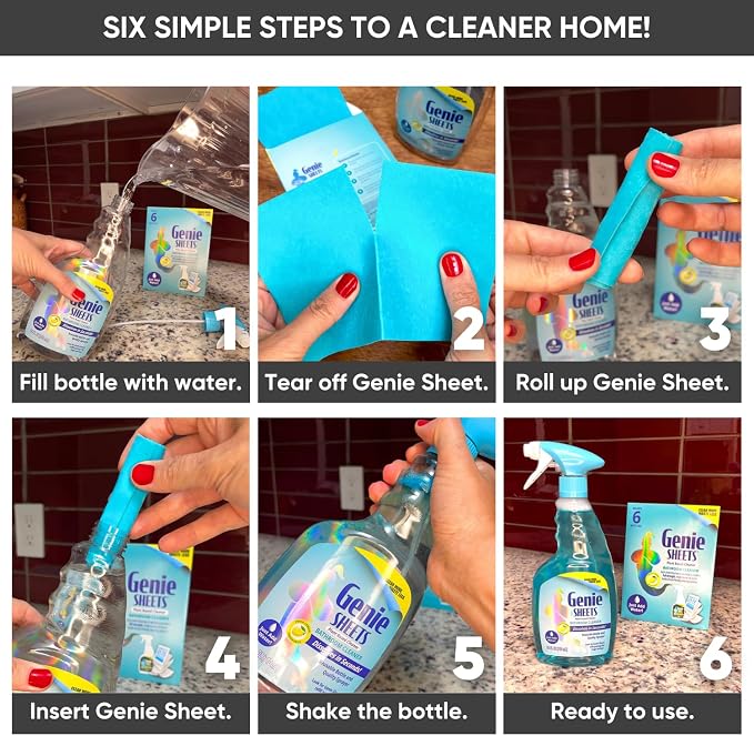 Genie Sheets Bathroom Cleaner | Concentrate Makes 6 24oz Refills | - Image 2