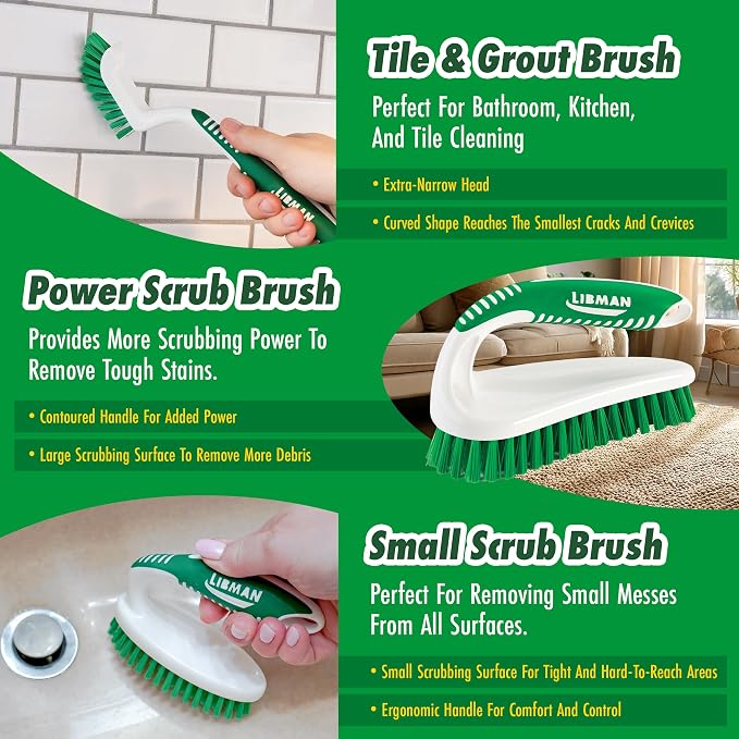 Libman Scrub Brush Kit | Cleaning Brush | Tile & Grout Brush | Small Scrub - Image 3
