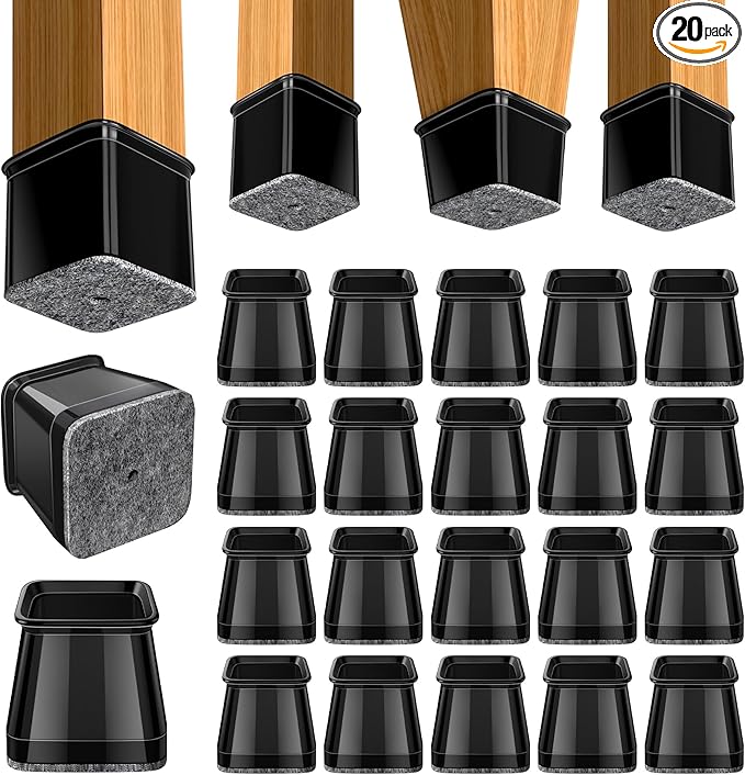 BUMACO Chair Leg Floor Protectors Square Chair Leg Protectors by BUMACO