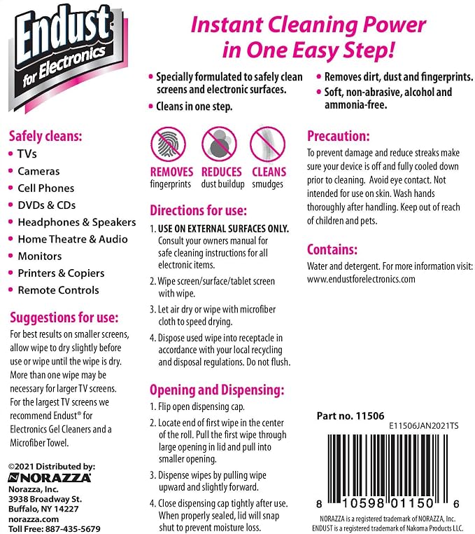 Endust For Electronics; Cleaning Wipes for Screens & Electronics Surfaces; - Image 6