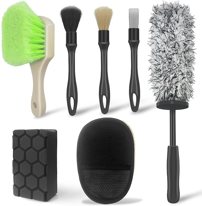 7PCS Car Wheel & Tire Brush Set, Tire Brush, Rims Brush, Microfiber Flat Wheel by Sylvonette