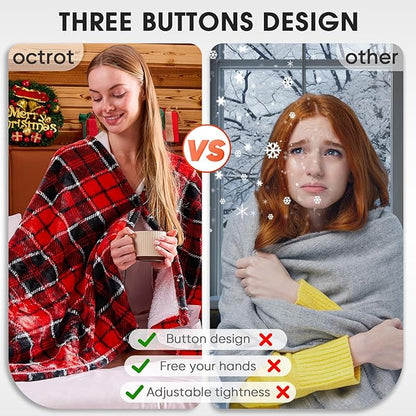 Heated Electric Blanket Full Size,72X84 Heating Blanket,Red Plaid Soft Sherpa Blankets Warmer Gift for Grandma Women Adult,Fast Heating Washable
