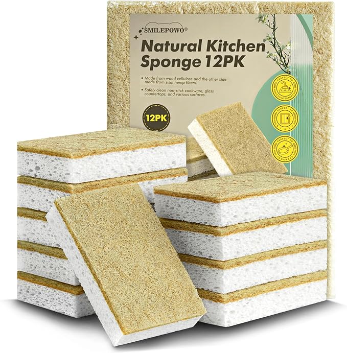 Natural Kitchen Sponge Compostable Kitchen Sponges Cellulose and Coconut by SmilePowo