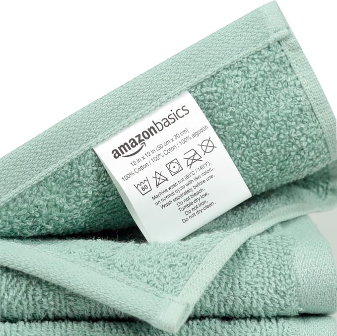 Amazon Basics Highly Absorbent, Fast Drying 100% Cotton Washcloths - Image 3