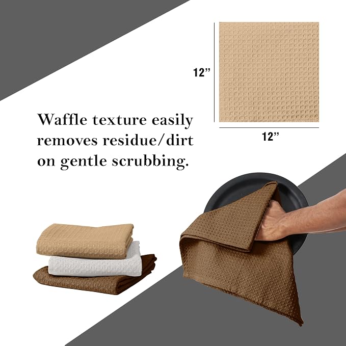 Waffle Dishcloths, 12x12 Inch, Quick Drying, Cotton Hand Towels - Image 6