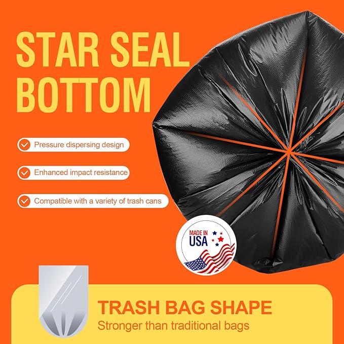 Delxo 40-45 Gallon Black Trash Bags, Durable & Puncture-Resistant Plastic – - Image 3