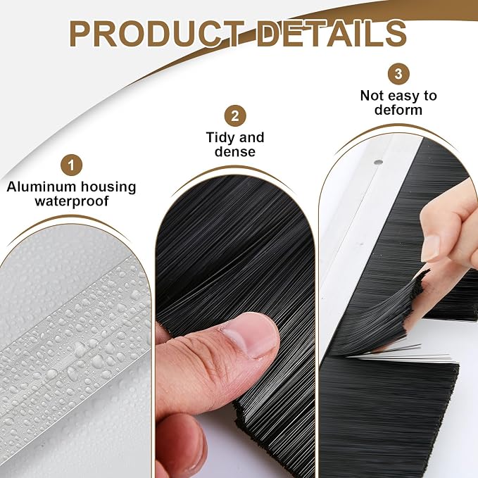 Frienda 4 Set Door Brush Bottom Sweep Brush Weather Stripping Aluminum Door Seal - Image 3