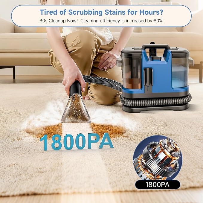 Portable Carpet & Upholstery Cleaner Machine, Handheld Spot Cleaner - Image 3