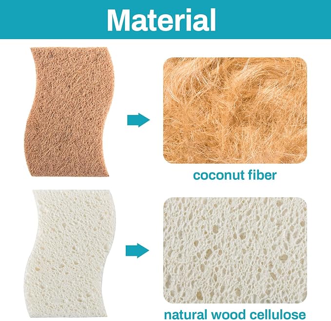 MAQIHAN 10PCS Natural Sponges for Dishes - Image 3
