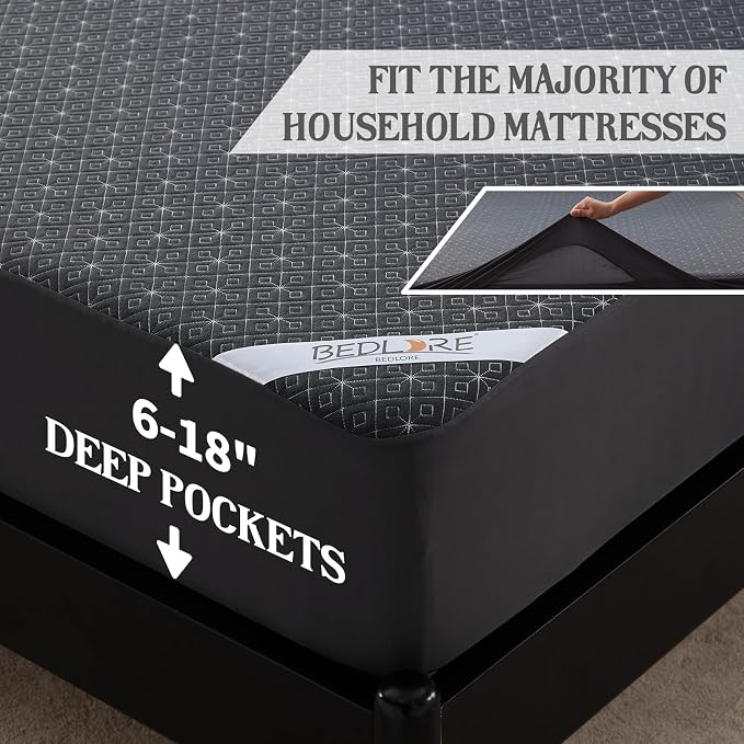 BEDLORE King Mattress Protector, Waterproof Noiseless Mattress Cover - Image 5