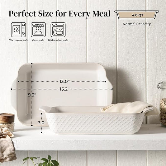 DOWAN 9x13 Deep Lasagna Baking Dish, Ceramic Casserole Dish - Image 2