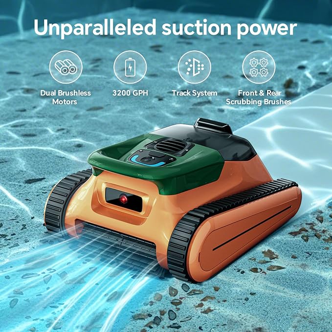 Cordless Robotic Pool Cleaner -Pool Vacuum 180W Brushless Motor, 000Pa Suction - Image 8