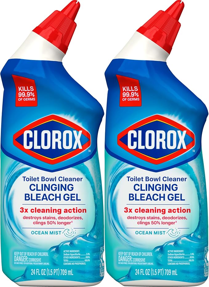 CLOROX Toilet Bowl Cleaner Clinging Bleach Gel, Ocean Mist, 24 Fl Oz - Image 11