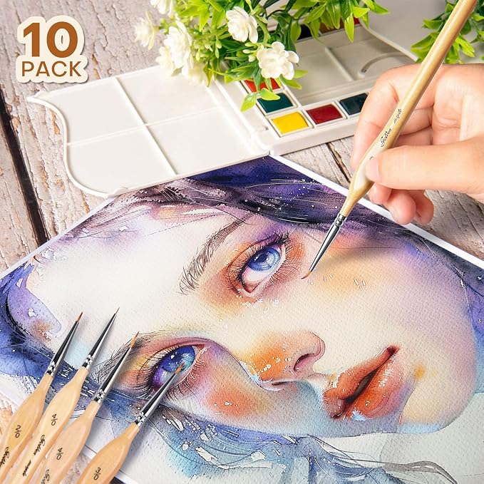 Golden Maple Miniature Paint Brushes 10pcs Detail Paint Brushes Flat Angle - Image 4