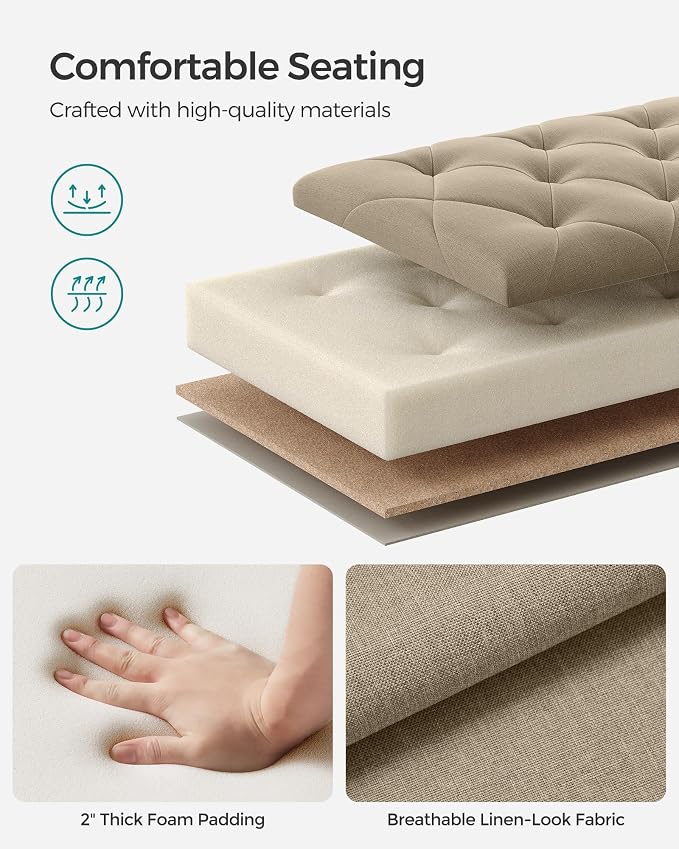 SONGMICS Storage Ottoman Bench, Foot Rest - Image 5