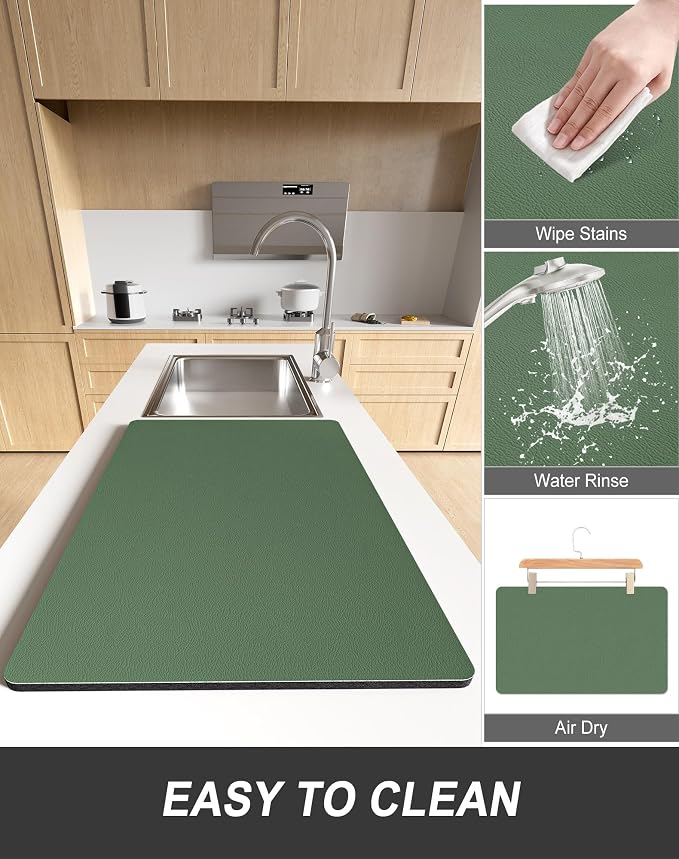 Rnivvi Dish Drying Mat for Kitchen Counter, XL 15 x 24" Super Absorbent Drainer - Image 6