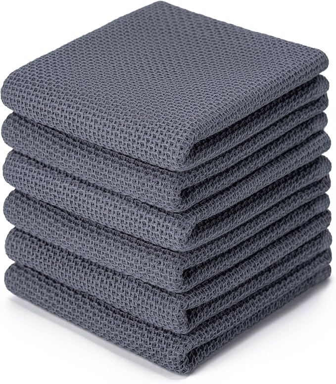 BOOMIBOO 6-Pack Kitchen Dish Cloths, 100% Cotton Waffle Weave, Ultra Soft by BOOMIBOO