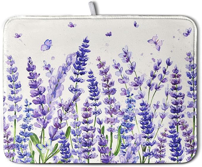 Purple Lavender Dish Drying Mat by Wnoesat