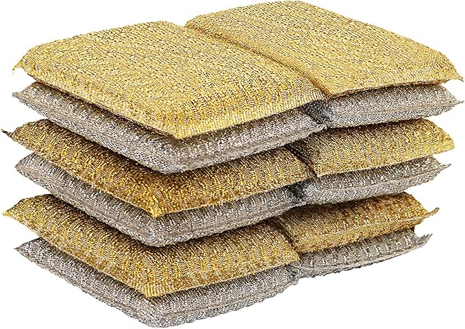 Gold and Silver Kitchen Sponge Scrubber, Heavy Duty Metallic Sink, Dish Washing by Superio